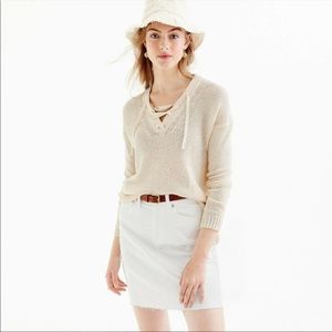 JCrew Lace Up Linen Beach Sweater